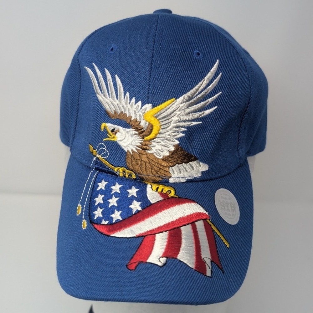 STB Star Box Patriotic American Flag Eagle Embroidered Baseball Cap Hat NWT‎